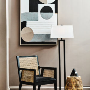 Leora Black and White Floor Lamp