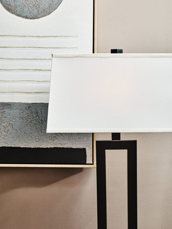 Leora Black and White Floor Lamp