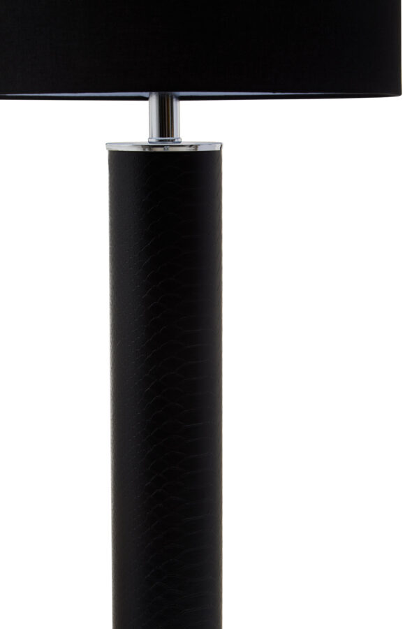 Hanah Black Snake Leather Effect Table Lamp with Chrome Base