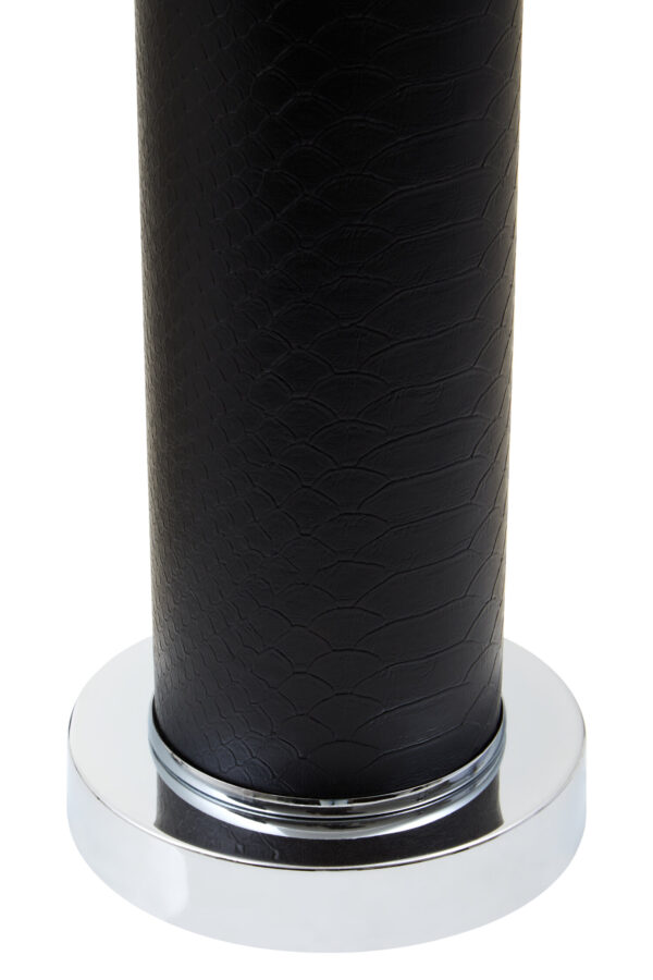 Hanah Black Snake Leather Effect Table Lamp with Chrome Base