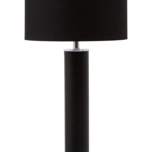Hanah Black Snake Leather Effect Table Lamp with Chrome Base