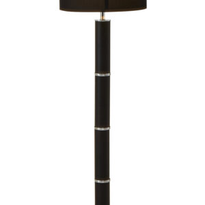 Hanah Black Snake Leather Effect Floor Lamp with Chrome Base and Black Shade