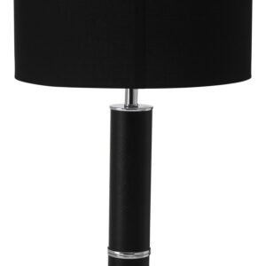Hanah Black Snake Leather Effect Floor Lamp with Chrome Base and Black Shade