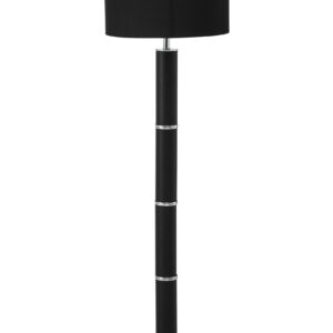 Hanah Black Snake Leather Effect Floor Lamp with Chrome Base and Black Shade