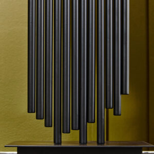 Impero Black Table Lamp with White Linen Shade