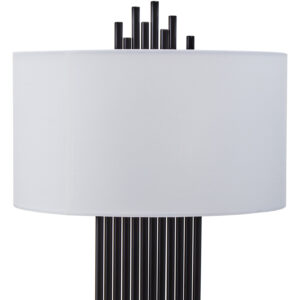 Impero Black Table Lamp with White Linen Shade