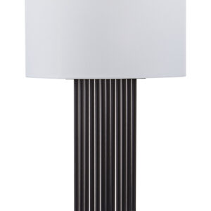 Impero Black Table Lamp with White Linen Shade