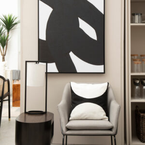 Bosie Ozella Black And White Semi Circular Design Cushion