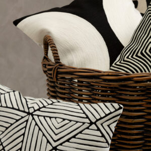 Bosie Ozella Black And White Semi Circular Design Cushion