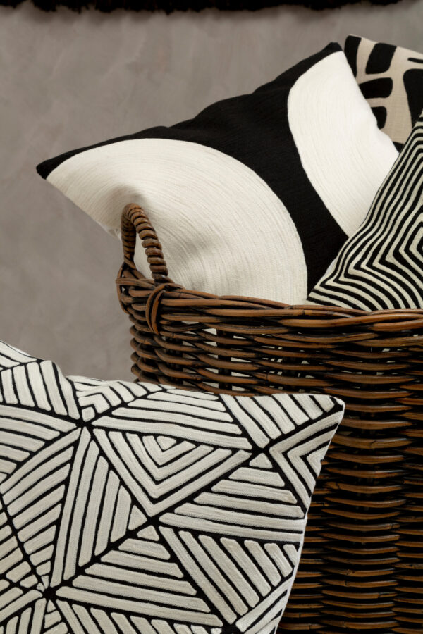 Bosie Ozella Black And White Semi Circular Design Cushion