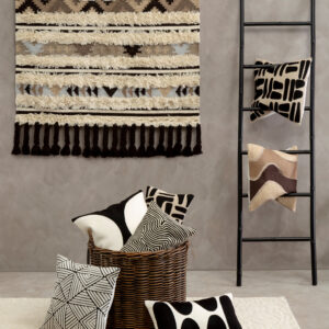Bosie Ozella Black And White Semi Circular Design Cushion