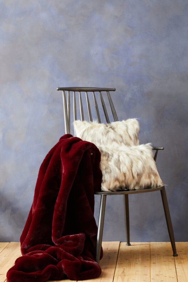 Bosie Lamina Red Wine Faux Fur Throw