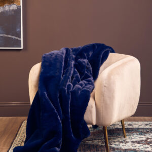 Bosie Lamina Navy Blue Faux Fur Throw
