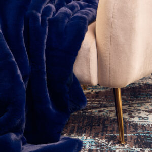 Bosie Lamina Navy Blue Faux Fur Throw