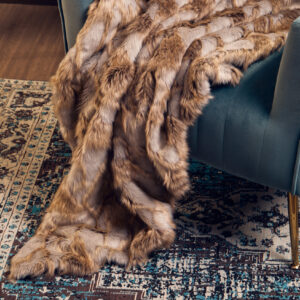 Bosie Lamina Grey And Natural Fur Throw