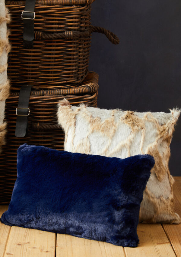 Bosie Lamina Grey And Natural Square Fur Cushion