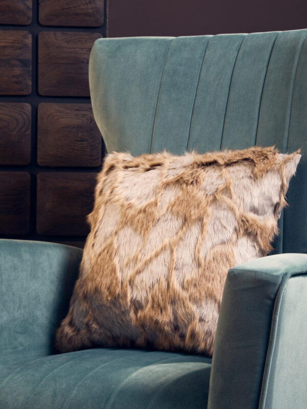 Bosie Lamina Grey And Natural Square Fur Cushion