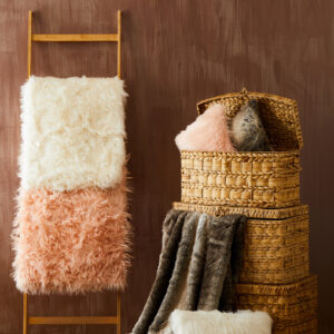 Bosie Lamina Pink Faux Fur Throw