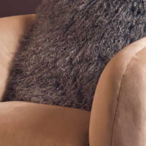 Bosie Real Mongolian Fur Grey Square Cushion