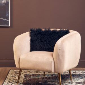 Bosie Real Mongolian Fur Black Rectangular Cushion