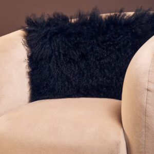 Bosie Real Mongolian Fur Black Rectangular Cushion