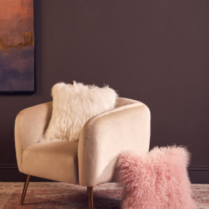 Bosie Real Mongolian Fur Pink Square Cushion
