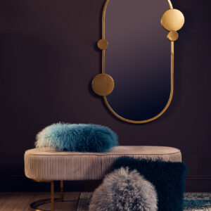 Bosie Real Mongolian Fur Teal Square Cushion