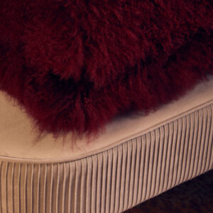 Bosie Real Mongolian Fur Maroon Square Cushion