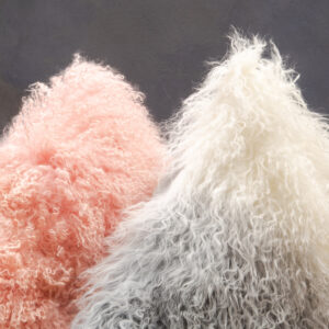 Bosie Real Mongolian Fur Grey Ombre Square Cushion