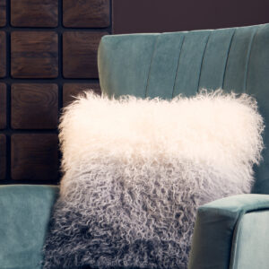 Bosie Real Mongolian Fur Grey Ombre Square Cushion