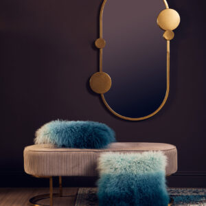 Bosie Real Mongolian Fur Blue Ombre Square Cushion