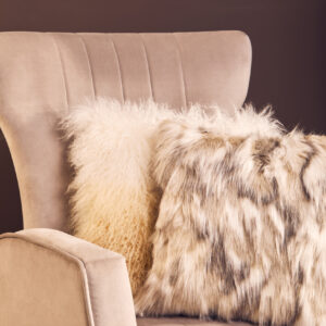 Bosie Real Mongolian Fur Natural Ombre Square Cushion