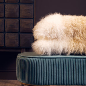 Bosie Real Mongolian Fur Natural Ombre Rectangular Cushion