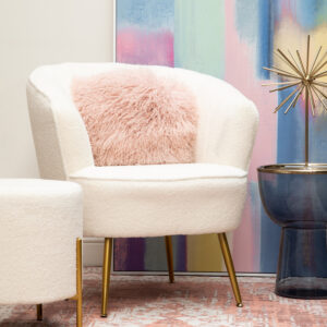 Bosie Real Mongolian Fur Pink Round Cushion