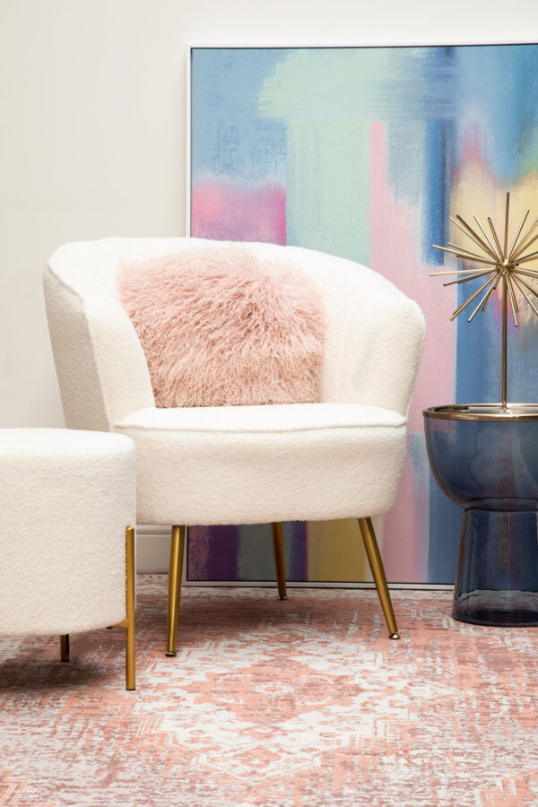 Bosie Real Mongolian Fur Pink Round Cushion
