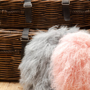 Bosie Real Mongolian Fur Pink Round Cushion