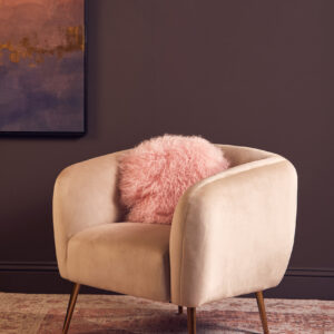 Bosie Real Mongolian Fur Pink Round Cushion