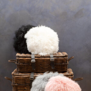Bosie Real Mongolian Fur Grey Round Cushion