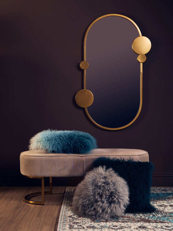 Bosie Real Mongolian Fur Grey Round Cushion