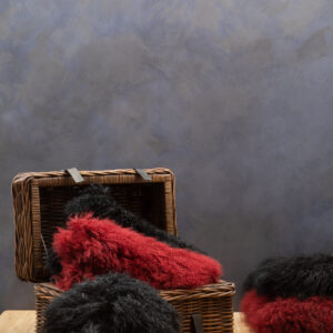 Bosie Real Mongolian Fur Black Round Cushion