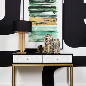 Dumas Black and White Console Table with Drawers