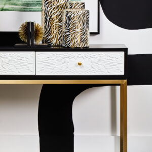 Dumas Black and White Console Table with Drawers