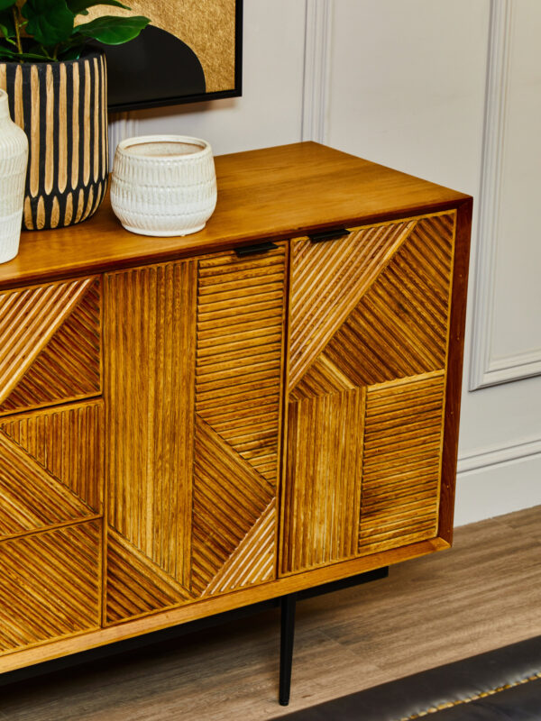 Jakara Natural Finish Sideboard with 4 Doors and  3 Drawers