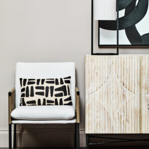 Gilden White Fabric and Brown Faux Leather Dining Chair