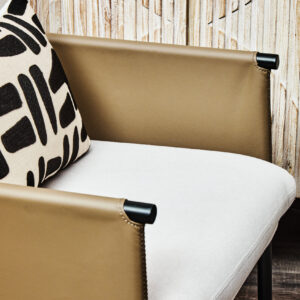 Gilden White Fabric and Brown Faux Leather Dining Chair