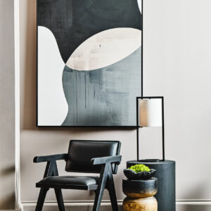 Buffalo Black Leather Chair With Wood Frame