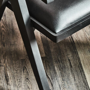 Buffalo Black Leather Chair With Wood Frame