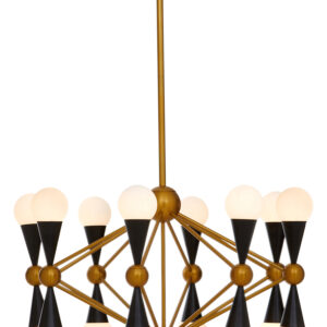 Orko Brass And Black 16 Bulb Statement Pendant Light
