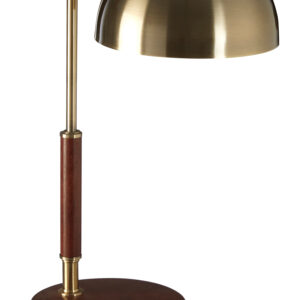 Sydnee Antique Brass Finish Task Lamp with Wood Base