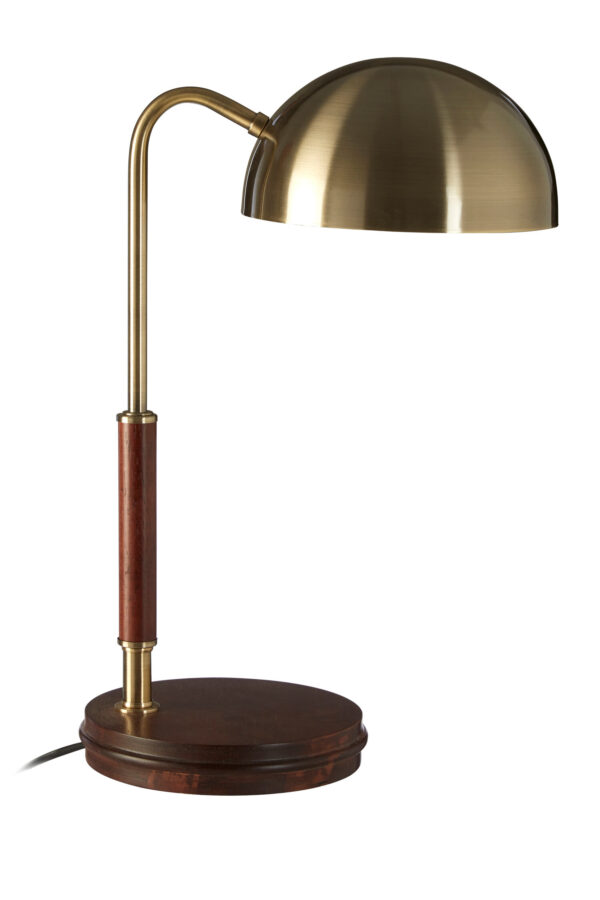 Sydnee Antique Brass Finish Task Lamp with Wood Base
